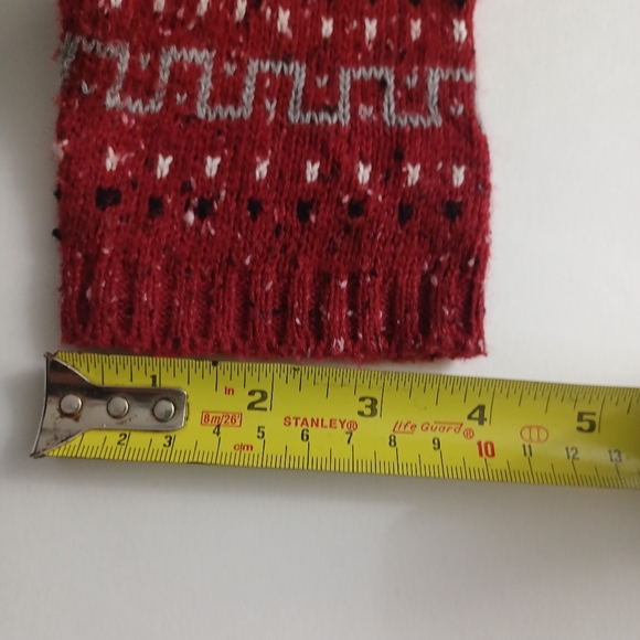 Gitano Holiday Knit Sweater Medium Red V-Neck W/ Hood -Long Sleeve -Drawstring - Picture 11 of 14